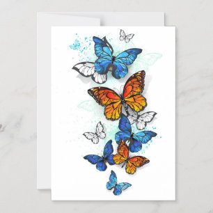 Vliegende Vlinders Morpho en Monarch Magnetische Uitnodiging