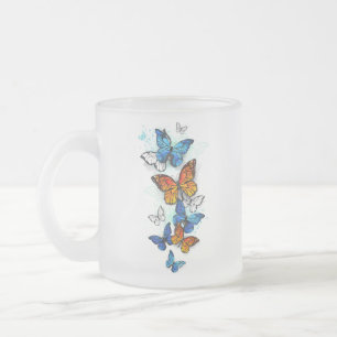 Vliegende Vlinders Morpho en Monarch Matglas Koffiemok