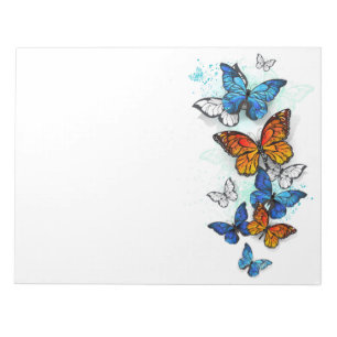 Vliegende vlinders Morpho en Monarch Notitieblok