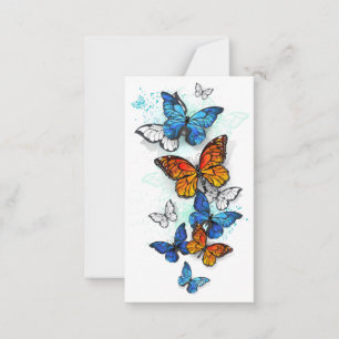 Vliegende Vlinders Morpho en Monarch Notitiekaartje
