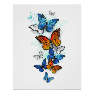 Vliegende Vlinders Morpho en Monarch Perfect Poster