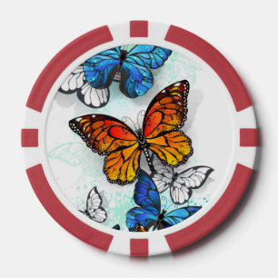 Vliegende Vlinders Morpho en Monarch Poker Chips