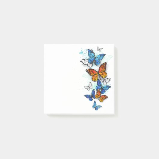 Vliegende Vlinders Morpho en Monarch Post-it® Notes (Voorkant)