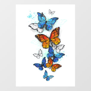 Vliegende Vlinders Morpho en Monarch Raamsticker