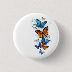 Vliegende Vlinders Morpho en Monarch Ronde Button 3,2 Cm