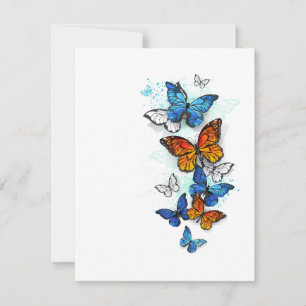Vliegende vlinders Morpho en Monarch RSVP Kaartje