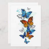 Vliegende Vlinders Morpho en Monarch Save The Date (Voorkant / Achterkant)