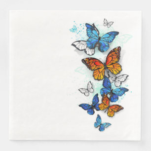 Vliegende Vlinders Morpho en Monarch Servet