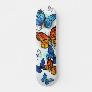 Vliegende Vlinders Morpho en Monarch Skateboard