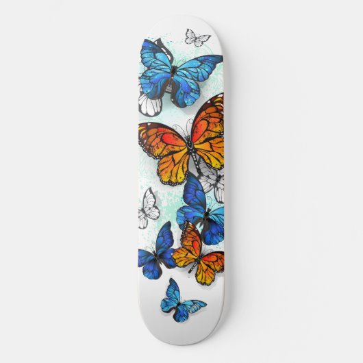 Vliegende Vlinders Morpho en Monarch Skateboard (Voorkant)