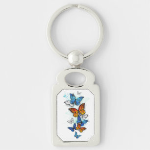 Vliegende Vlinders Morpho en Monarch Sleutelhanger