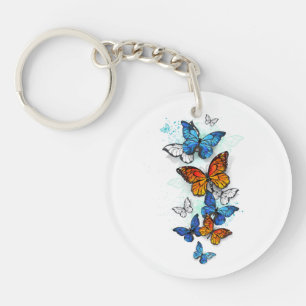Vliegende Vlinders Morpho en Monarch Sleutelhanger