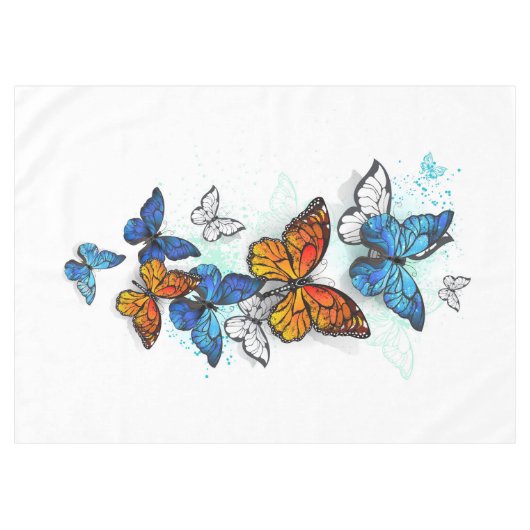 Vliegende Vlinders Morpho en Monarch Tafelkleed (Voorkant (Horizontaal))