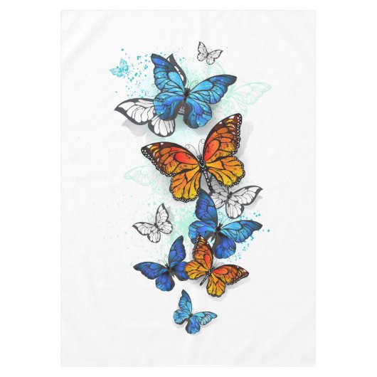 Vliegende Vlinders Morpho en Monarch Tafelkleed (Voorkant)