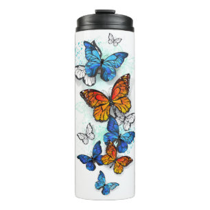 Vliegende Vlinders Morpho en Monarch Thermosbeker