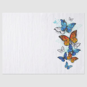 Vliegende Vlinders Morpho en Monarch Tissuepapier