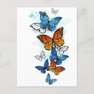 Vliegende Vlinders Morpho en Monarch Uitnodiging Briefkaart