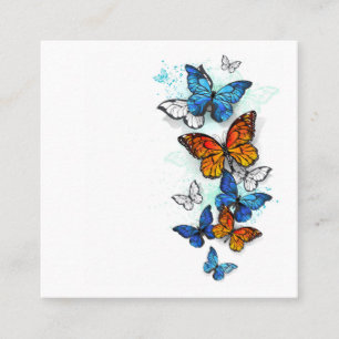 Vliegende Vlinders Morpho en Monarch Vierkante Visitekaartje
