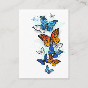 Vliegende Vlinders Morpho en Monarch Visitekaartje