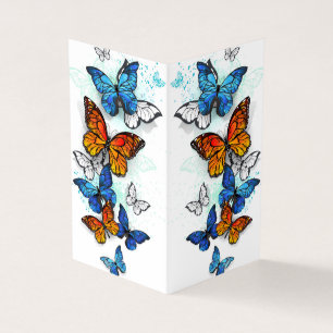 Vliegende Vlinders Morpho en Monarch Visitekaartjes