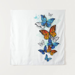 Vliegende Vlinders Morpho en Monarch Wandkleed