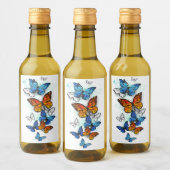 Vliegende Vlinders Morpho en Monarch Wijn Etiket (Flessen)