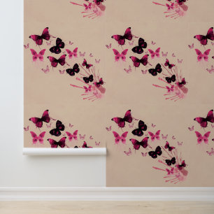 Vliegende vlinders schilderij behang