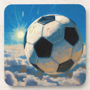 Vliegende Voetbal Bal Kunstwerk (Olie Schilderij N Bier Onderzetter
