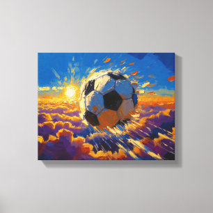 Vliegende Voetbal Bal Kunstwerk (Olie Schilderij N Canvas Afdruk