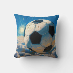 Vliegende Voetbal Bal Kunstwerk (Olie Schilderij N Kussen