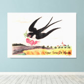 Vliegende vogel met bloemen canvas afdruk (Insitu (Houten vloer))