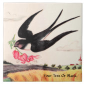 Vliegende vogel met bloemen tegeltje (Voorkant)