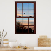 Vliegende vogelruit met Uitzicht-verlichting Poster (Keuken)