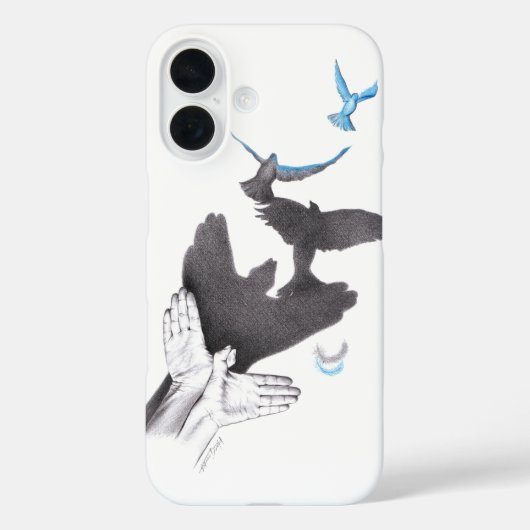 Vliegende vogels Handschaduw Illusie Surreal Elega Case-Mate iPhone Case (Achterkant)