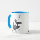 Vliegende vogels Handschaduw Illusie Surreal Elega Mok (Voorkant links)