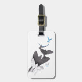 Vliegende vogels Handschaduw Illusie Surrealistisc Bagagelabel (Voorkant verticaal)