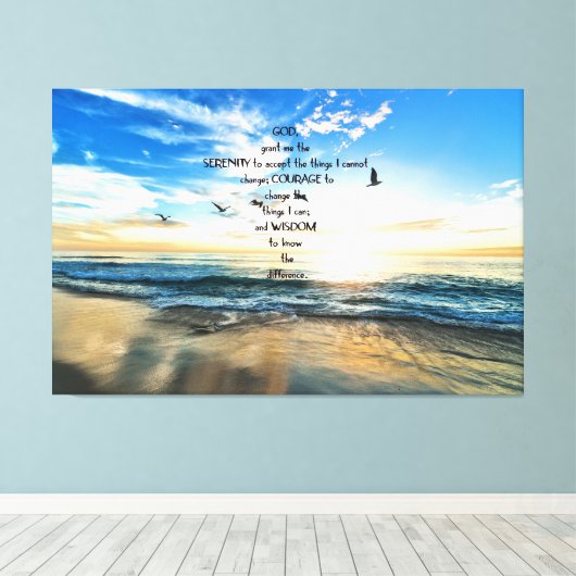 Vliegende vogels in de hemel Serenity Prayer Canvas Afdruk (Insitu (Houten vloer))