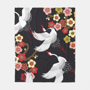 Vliegende vogels: Kraan Heron Japans. Fleece Deken