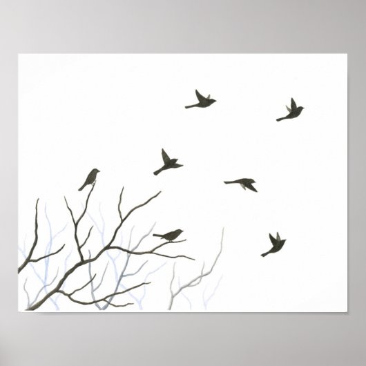 Vliegende vogels Silhouette Fine Art Print (Voorkant)
