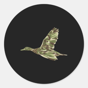 Vliegende wilde eend camouflage camo eend jacht c ronde sticker