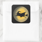 Vliegende Witch Silhouette Vierkante Sticker (Tas)