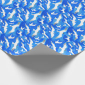 Vliegende zeemijlen op blauw aan de hemel cadeaupapier (Hoek)