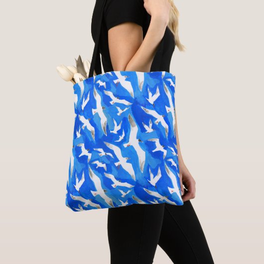 Vliegende zeemijlen op blauw aan de hemel draagtas (Dichtbij)