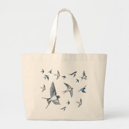 Vliegende zwanenkuikens grote tote bag