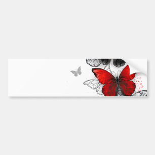 Vliegende zwarte en rode Morpho-vlinders Bumpersticker