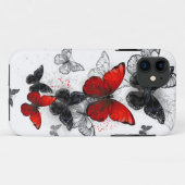 Vliegende zwarte en rode Morpho-vlinders Case-Mate iPhone Case (Achterkant (horizontaal))