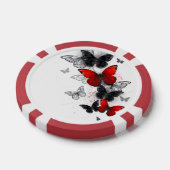 Vliegende Zwarte en Rode Morpho Vlinders Poker Chips (Enkel)
