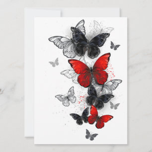 Vliegende Zwarte en Rode Morpho Vlinders Save The Date
