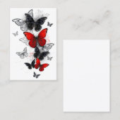 Vliegende Zwarte en Rode Morpho Vlinders Visitekaartje (Voorkant / Achterkant)