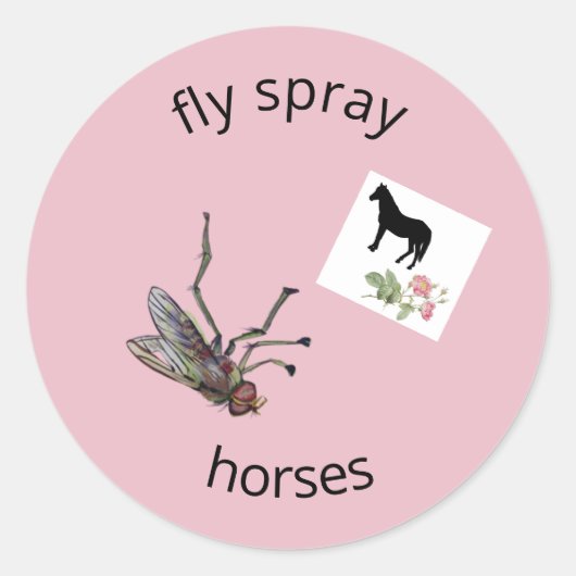 Vliegennevel paarden ronde sticker (Voorkant)